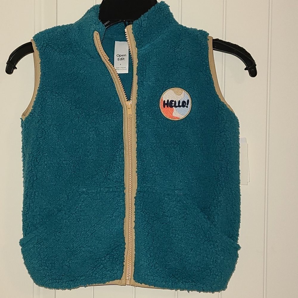 NEW Open Edit "Hello" patch in teal and tan seams w/ orange, blue and tan patch.